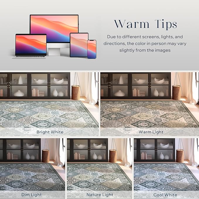 Phantoscope Washable Runner Rug 2'x10' Non-Slip, Vintage Boho Hallway Rugs for Entryway, Stair, Bedroom, Distressed Moroccan Mosaic Diamond Pattern, Low-Pile Foldable Floor Carpet, Grey Charcoal