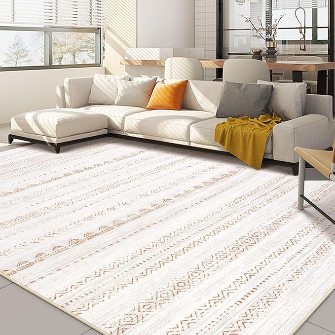 Nakagishi 10x13 Area Rugs Living Room: Washable Boho Large Neutral Soft Farmhouse Rug Stain Resistant Modern Moroccan Non-Slip Indoor Floor Carpet for Bedroom Nursery Kids Playroom Office- Brown