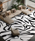 YIHOUSE Modern Area Rugs for Living Room, 9x12 Washable Black and White Rug, Thin Abstract Geometric Striped Rug, Area Rug for Bedroom,Kitchen,Dining Room,Office