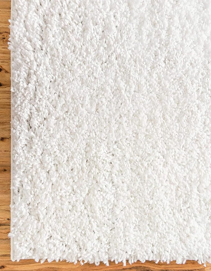 Unique Loom Davos Shag Collection Area Rug - Solid (2' 7" x 13' 1" Runner, White/ Ivory)