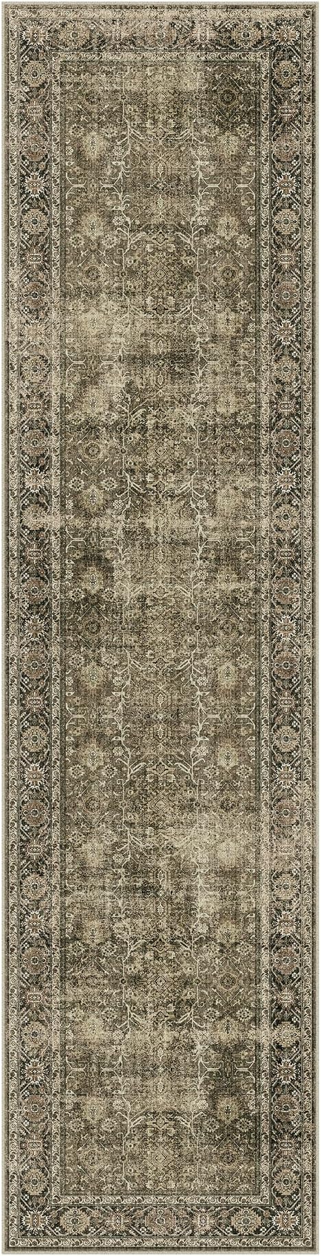 Light Brown Runner Rug 2x12 Vintage Area Rug Hallway Indoor Kitchen Washable Living Room Carpet Tribal Distressed Rug Retro Accent Throw Rug for Office Dining Room Bathroom