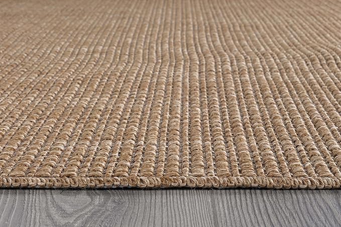 Beverly Rug Easy Jute Natural Runner Rug 2x7 Solid Washable Durable Outdoor Indoor Area Rugs for Living Dining Room Patio Office Stain Resistant Non Shedding Casual Indoor Outside Carpet 2 x 7 Natural