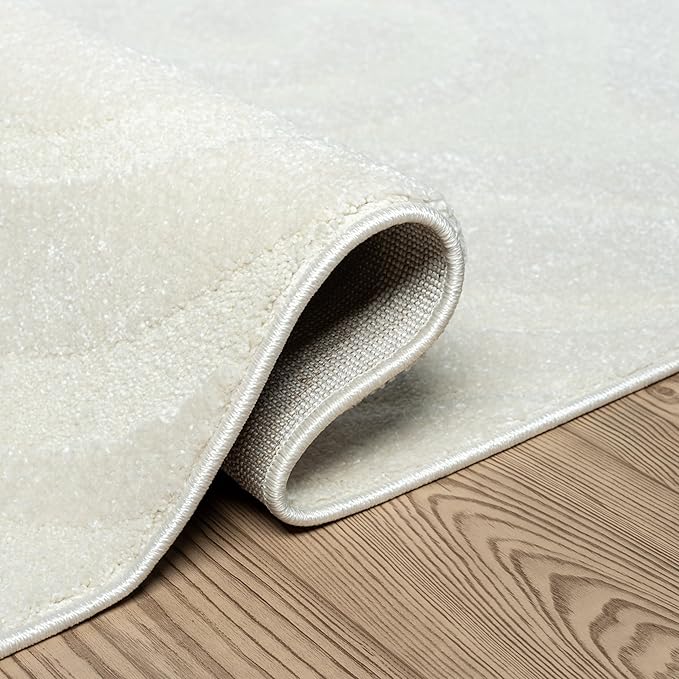 Abani Cozy Cream Area Rug for Living Room, Bedroom - Swirl Waves Pattern - 2' x 3' - Durable & Easy to Clean