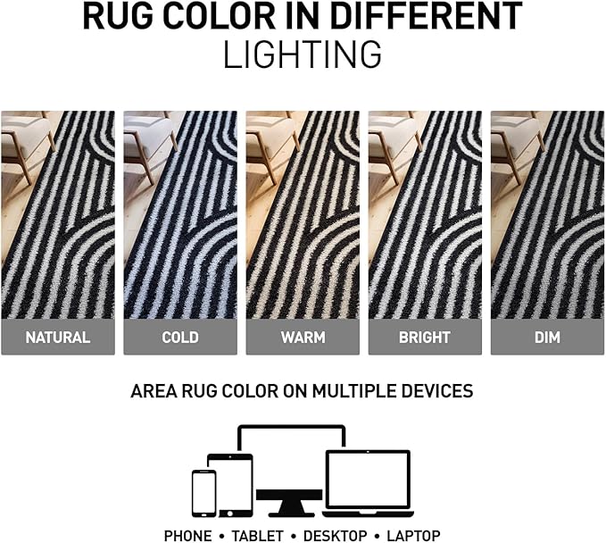 Rugshop Abstract Arch Shag Area Rug Anthracite Dark Gray 7' 10" x 10' Perfect for Large Living Rooms, Dining Areas, or Master Bedrooms