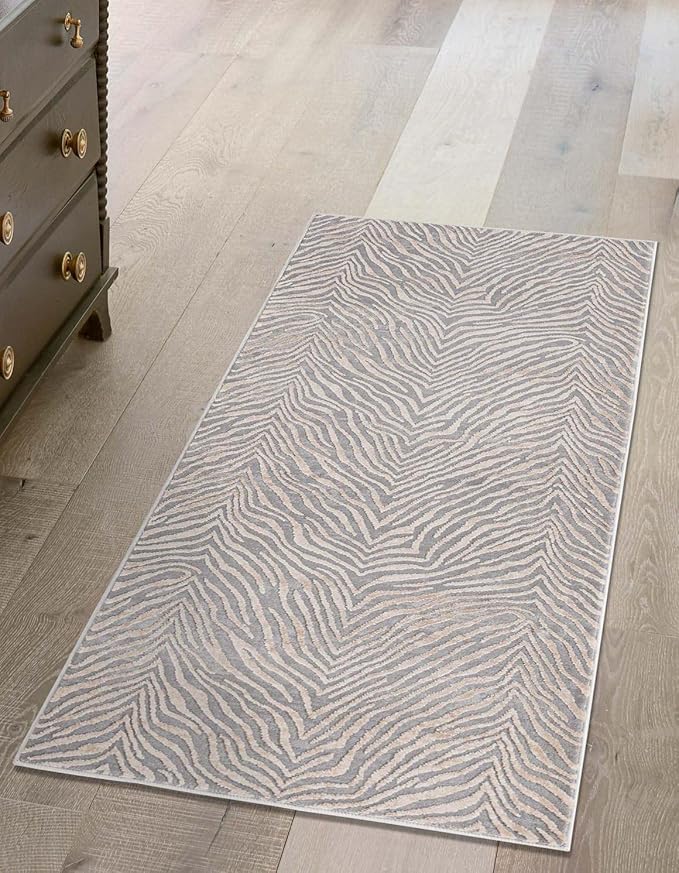 Unique Loom Finsbury Collection Area Rug - Meghan (2' x 8' Runner, Gray and Ivory)