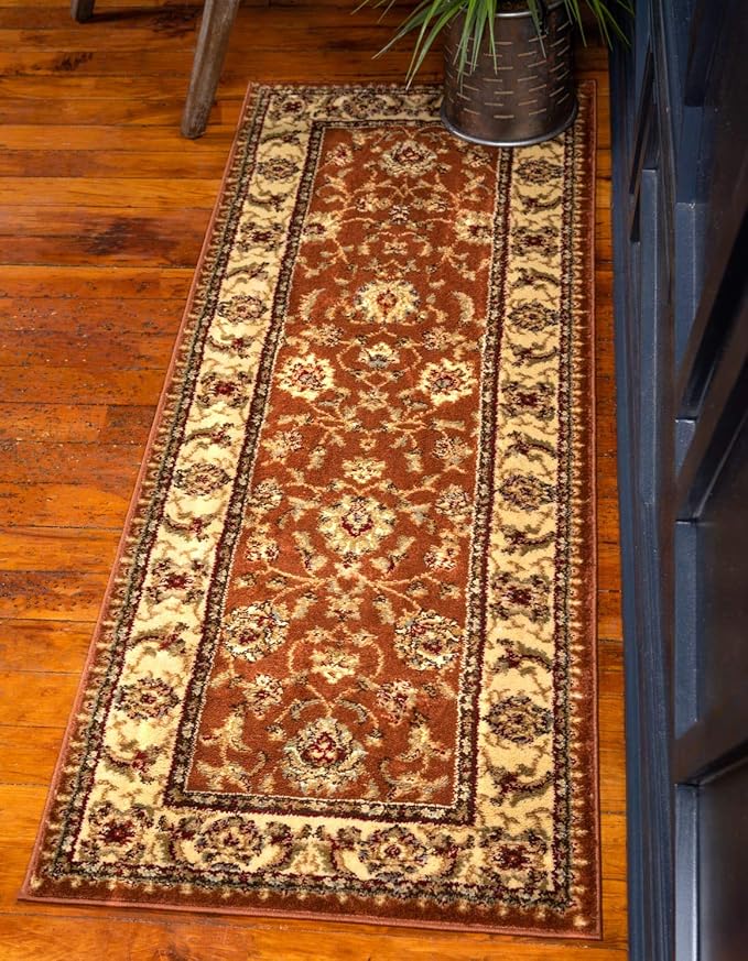 Unique Loom Voyage Collection Traditional Oriental Classic Intricate Design Area Rug (2' 7 x 10' 0 Runner, Terracotta/Ivory)