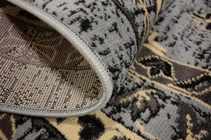 Unique Loom Taftan Collection Border Geometric Tribal Inspired Design Area Rug (8' 0 x 10' 0 Rectangular, Gray/ Black)