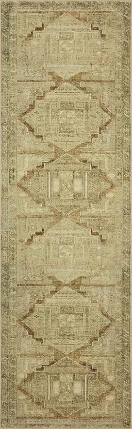 Loloi Magnolia Home by Joanna Gaines Sinclair Collection SIN-02 Khaki/Tobacco 3'-6" x 5'-6", .25" Pile Height, Machine Washable, Accent Rug