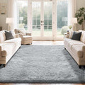 Fluffy Rug Shaggy Area Rug, Grey 6x9 Area Rugs for Living Room, Large Shag Area Rugs for Bedroom Kids Room Home Decor, Upgrade Anti-Skid Rectangular Fuzzy Rugs