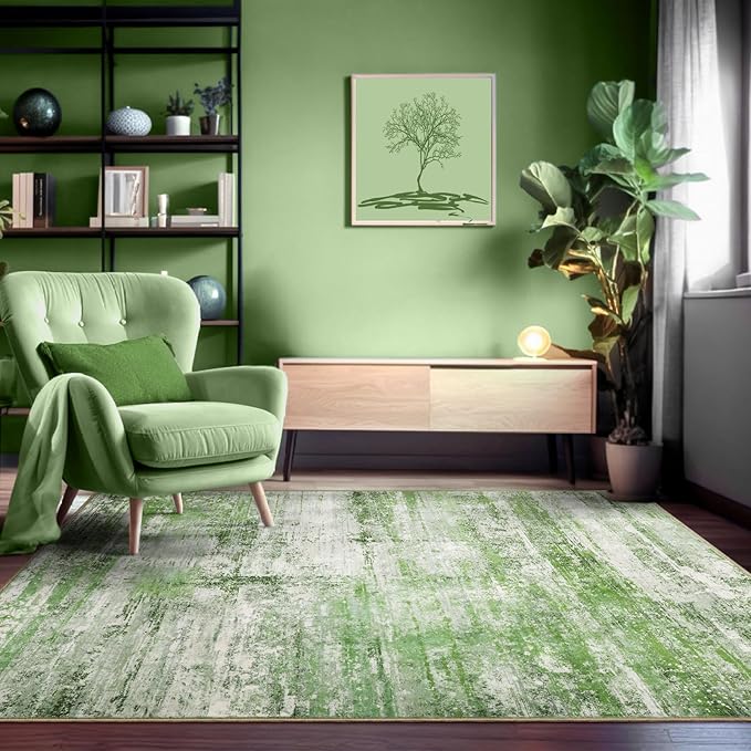 Abstract 6x9 Area Rug for Living Room Dining Room Home Office Bedroom Sage Green