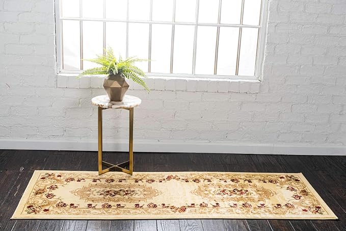 Unique Loom Versailles Collection Traditional Classic Floral Motif Area Rug (2' 7 x 10' 0 Runner, Ivory/ Tan)