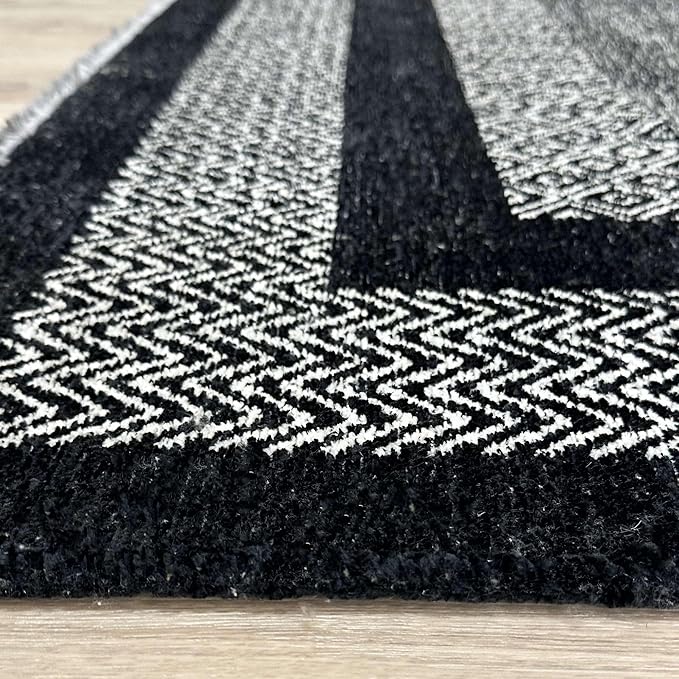 Alfa Rich 7x10 Black Washable Area Rugs for Living Room Bedroom Kitchen Dining Cotton Rug