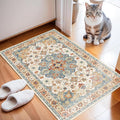 Enkor Area Soft Rugs 2x3 Washable Non Slip Boho Small Floor Entryway Rugs for Living Room Bedroom, Vintage Style Farmhouse Mat for Kitchen Orange & Beige