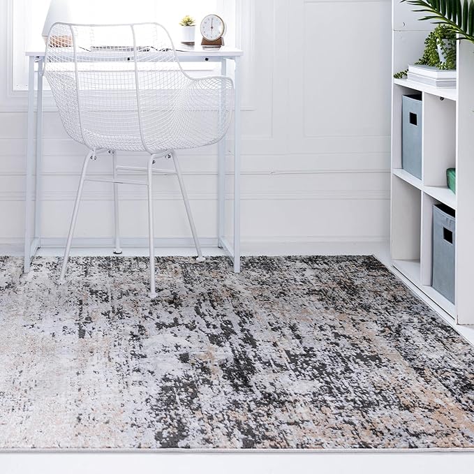 Rugs.com Leipzig Collection Rug – 10x14 Beige Low-Pile Rug Perfect for Living Rooms, Large Dining Rooms, Open Floorplans