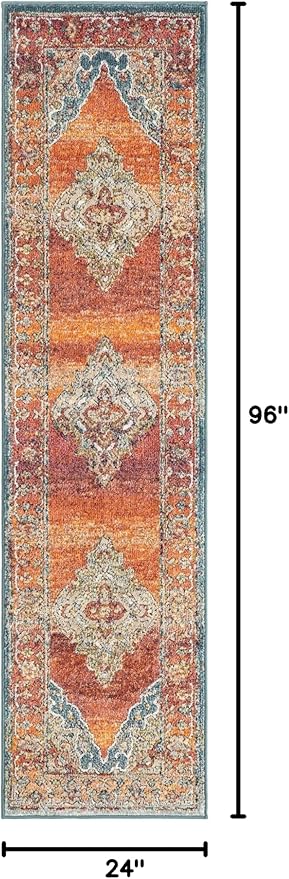 Unique Loom Isabella Collection Area Rug - Rossellini (2' x 8' Runner, Rust Red/ Beige)