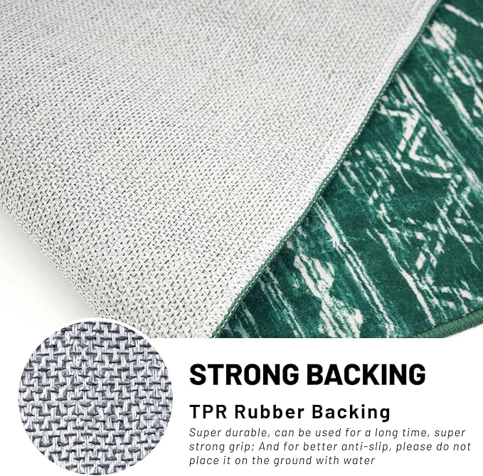 KUTA 3x5 Christmas Enreyway Rug, Moroccan Boho Washable Area Rugs for Living Room Non Slip, Green Ultra Soft Print Distressed Geometric Low-Pile Entry Throw Carpet for Bedroom Nursery Dorm