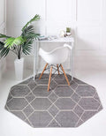 Unique Loom Trellis Frieze Collection Area Rug - Geometric (7' 10" Octagon, Light Gray/ Ivory)
