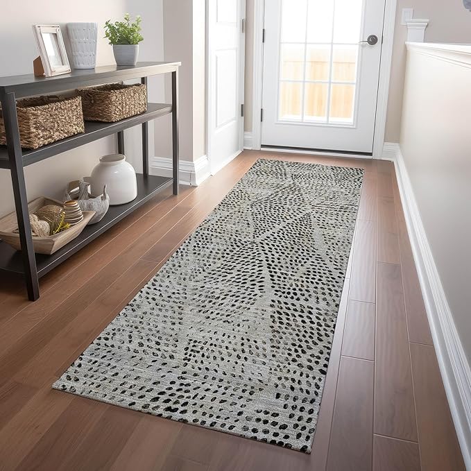 Addison Rugs Chantille ACN591 Gray 2'3" x 7'6" Indoor Outdoor Hallway Runner Rug, Stain Resistant Washable Kitchen Area Carpet for Bathroom, Laundry and Bedroom Rug