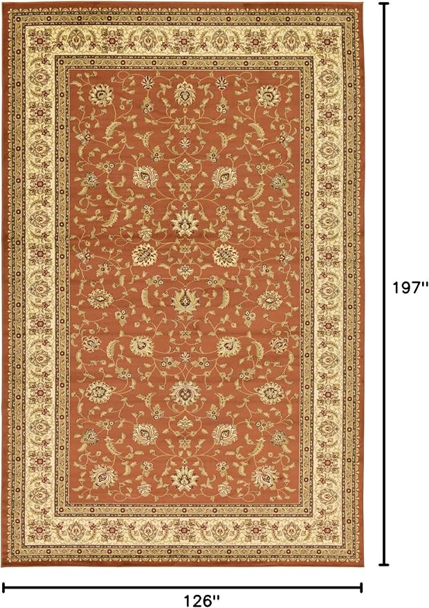 Unique Loom Voyage Collection Traditional Oriental Classic Intricate Design Area Rug (10' 6 x 16' 5 Rectangular, Terracotta/Ivory)