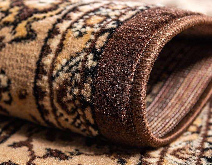 Unique Loom Reza Collection Traditional Persian Style Area Rug, 8 x 10 ft, Brown/Ivory