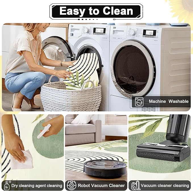 Modern Green Rug 2x3 Bathroom Non-Slip Washable Mat Abstract Aesthetic Rug Modern with Tropical Leaves Carpet Suitable for Bathroom Entrance Bedroom Indoor Entrance Door Mat