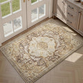 tchdio 2x3 Entryway Rug, Non Slip Front Door Mat Small Washable Rugs, Soft Low Pile Small Area Rug Vintage Doormat, Stain Resistant Rug for Entrance, Kitchen (Brown, 2'x3')