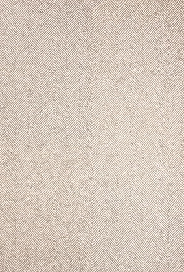 Modern Herringbone Chevron Collection Handcrafted Wool Area Rug - Durable, Zigzag Pattern, for High Traffic, Contemporary Design for Living Room, Bedroom, Dining Room Decor (Sand Beige, 3' x 5')