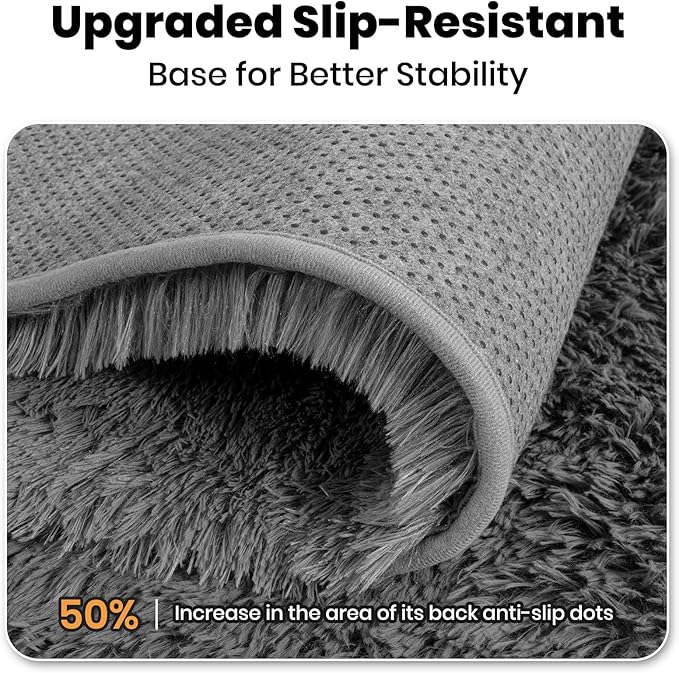 Zentavio Area Rugs for Living Room Grey Rugs for Bedroom Large Big 9x12 Carpet Fluffy Furry Soft Shag Aesthetic Plush High Pile Gray Rug for Nursery Kids Room Dorm