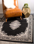 Unique Loom Reza Collection Traditional Persian Style Area Rug, 4 x 6 ft, Black/Beige