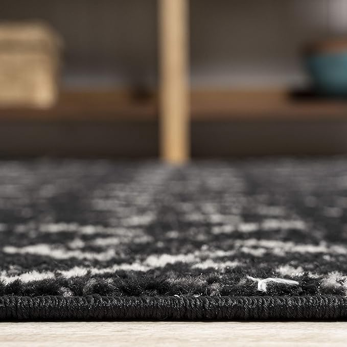 JONATHAN Y Boho Vintage Diamond Black/Ivory Indoor Area Rug 9X12 ft, Moroccan Hype for Living Room, Bedroom, Kitchen, Office, Easy-Cleaning, High Traffic, Pet-Friendly, Non-Shedding (MOH101D-9)