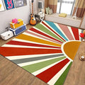 Rainbow Sun Area Rug,5x6ft,Medieval Vintage Geometric Rugs,Boho Style Bedroom Decor Rug Soft Machine Washable Carpet for Indoor Bedroom Living Room Office Decor