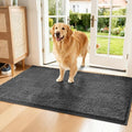 Chenille Absorbent Front Door Mat 60" x 30", Dog Door Mat for Muddy Paws, Dirt Trapper Doormat, Mud Mat for Dogs, Washable Non Slip Outdoor Indoor Doormats for Entryway, Grey