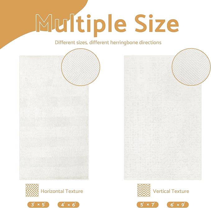 Area Rug for Living Room - 6x9 Soft Faux Rabbit Fur Modern Geometric Wave Carpet for Bedroom, Light Beige