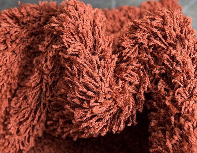 Unique Loom Solid Shag Collection Area Rug (8' x 10' Rectangle, Terracotta)