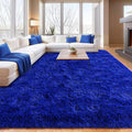 Blue Fluffy Area Rugs for Bedroom, Soft Shaggy Carpets for Living Room, Upgrade Anti-Skid Fuzzy Rugs for Kids' Room, Perfect Decor for Modern Home 4x6 Feet