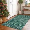 KUTA 3x5 Christmas Enreyway Rug, Moroccan Boho Washable Area Rugs for Living Room Non Slip, Green Ultra Soft Print Distressed Geometric Low-Pile Entry Throw Carpet for Bedroom Nursery Dorm