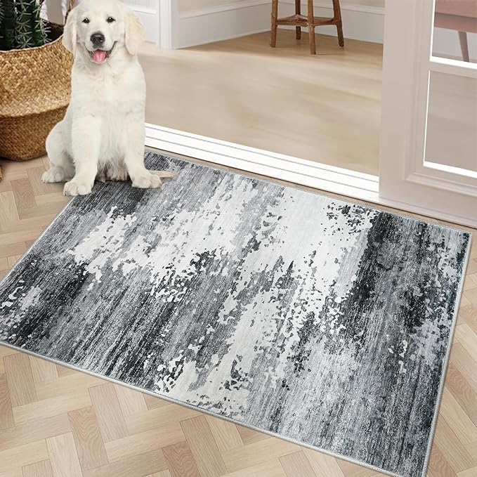 COMSLE Door Mat Soft Absorbent Indoor Front Entryway Rug Machine Washable Entrance Mats for Muddy Paws Non Slip Throw Rugs 24" x 48" Doormat for Inside Foyer Bedroom - Gray