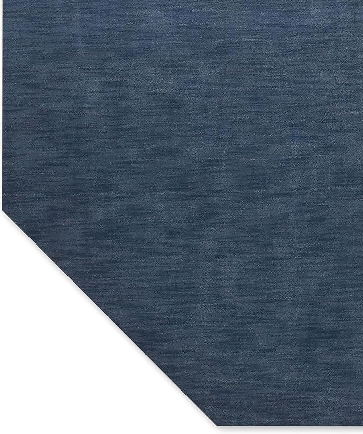 Hand Knotted Loom Wool ECO-Friendly Area Rugs - 8'x8', Octagon, Blue Color, Solid Plain Design, High Pile Thick Handmade Anti Skid Area Rugs for Living Room, Bed Room (L00111)