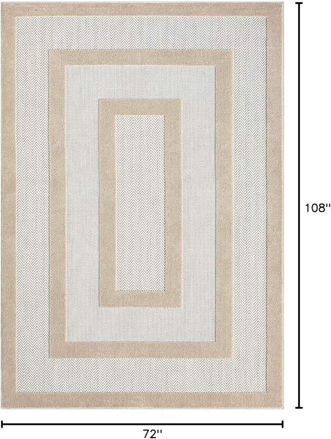 Abani Area Rugs - Modern Minimalist Pattern - Cream Rug for Living Room, Bedroom, Dining Room - Indoor/Outdoor - Easy to Clean - Non-Shedding - 6' x 9"