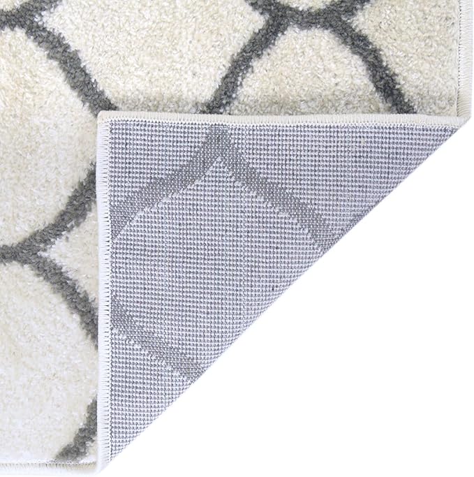 Rugs.com Lattice Frieze Collection Rug – 8' Square Ivory Medium Rug Perfect for Living Rooms, Kitchens, Entryways