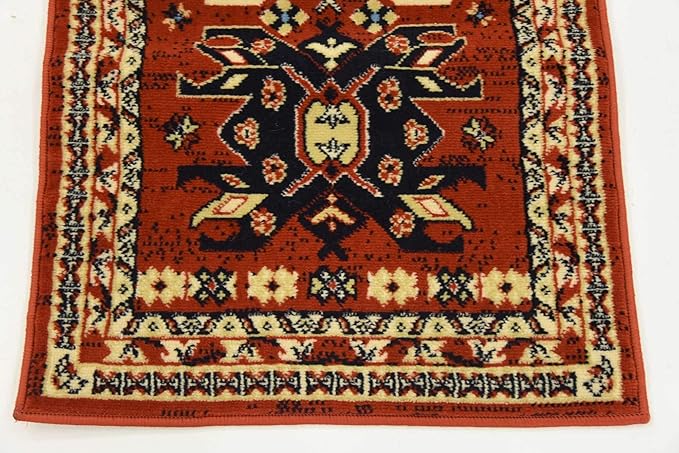 Unique Loom Taftan Collection Border Geometric Tribal Inspired Design Area Rug (2' 2 x 3' 0 Rectangular, Terracotta/ Ivory)