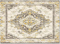 Bohemian Pattern Rectangular Area Rugs for Living Room Bedroom 2.8 x 5 ft Brown & Yellow Abstract Non-Shedding Soft Low Pile Rug Non Slip Washable Rug for Nursery Entryway Playroom
