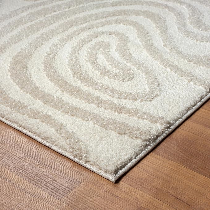 LUXE WEAVERS Geometric Swirl Cream 8x10 Area Rug High Low Modern Carpet