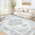 Area Rug 5x7 Living Room Rug, Machine Washable Vintage Distressed Medallion Rug Non-Slip Soft Low Pile Large Indoor Rugs for Bedroom Kitchen Dining Room Office(Taupe,5'x7')