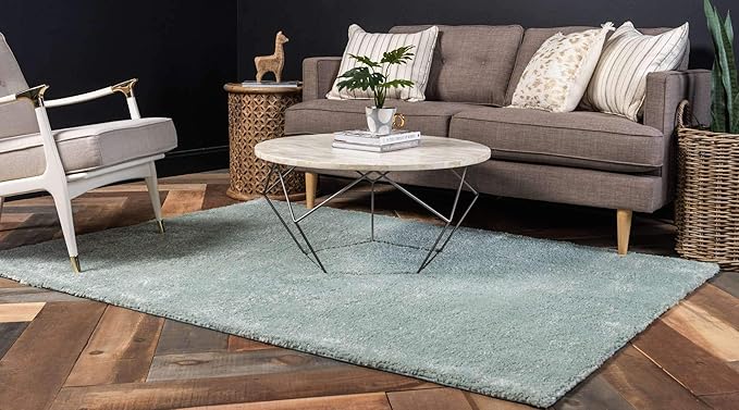 Unique Loom Solo Collection Area Rug - Calabasas (10' x 13' Rectangle, Light Blue)