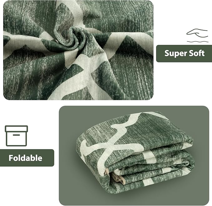Area Rug 2x10, Moroccan Trellis Print Carpet, Machine Washable Non-Slip Rugs for Living Room, Bedroom, Dining Room & Entryway, Green