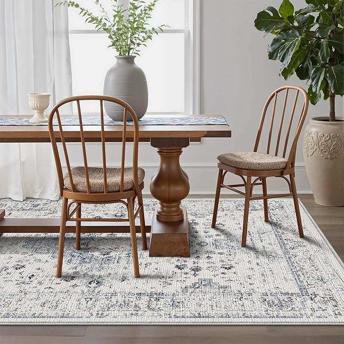 LUMI 8x10 Washable Area Rug for Living Room, Ultra Soft Traditional Rugs Non Slip with Rubber Backing, Low Profile, High Traffic, Stain Resistant Carpets, Ideal for Bedroom, Dining Room, Indoor