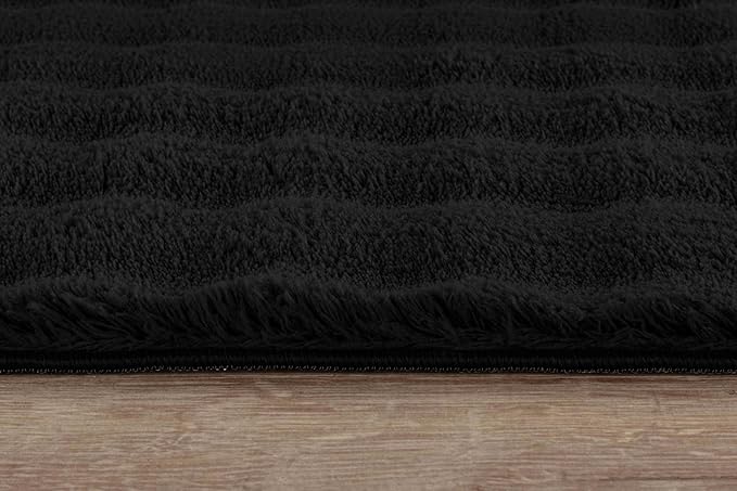 CAMILSON Modern Black Non Slip Door Mat Rug 2x3 Ultra Soft High Pile Entryway Rugs Non Skid Rubber Backing Durable & Easy to Clean Carpet for Kitchen Bathroom Indoor Use (2 x 3 Black)