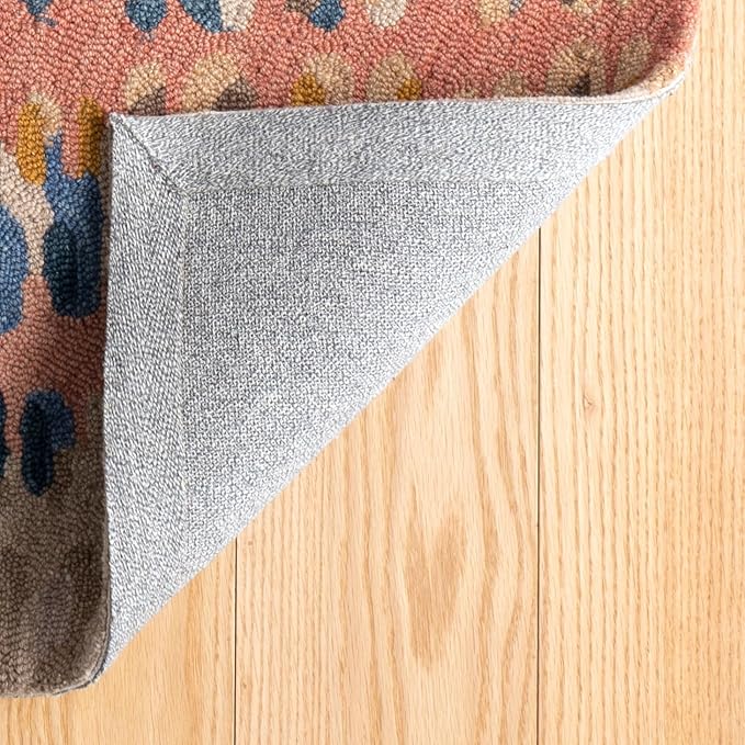 Dash & Albert Paint Chip Stone Hand Micro Hooked Wool Rug, 7.5 X 9.5 Feet, Multicolored/Pink Geometric Pattern