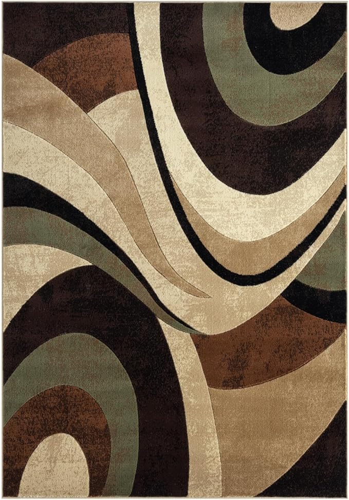 Home Dynamix Tribeca Slade Contemporary Abstract Area Rug, Brown/Green, 9'2"x12'5"